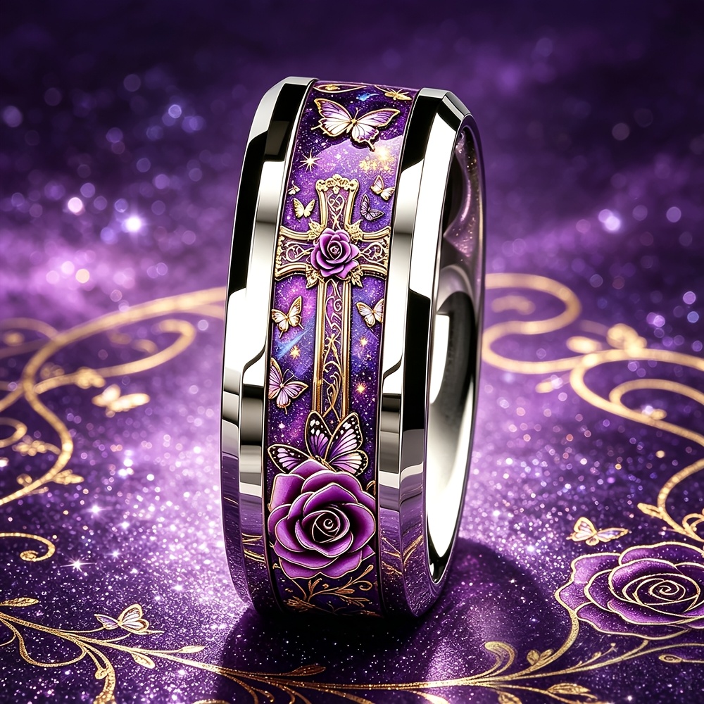 Gothic-style Religious-themed Unisex Ring, Stainless Steel